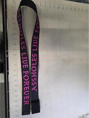A**holes Live Forever Belt, Hot Pink on Black 44 inches long